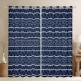 thumbnail image 1 of Homewish Geometric Stripes Lines Black Out Curtains for Female Men,Navy Blue White Curtains Pack of 2 (42x63 Each),Minimalist Mid Century Bedroom Curtains,Lightweight Room Decor, 1 of 6