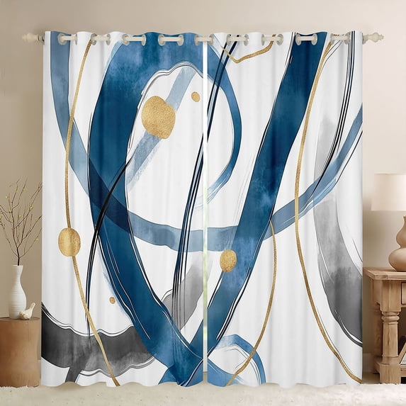 Homewish Geometric Stripes Lines Curtains Pack of 2 (42x84 Each) for Female Men Teens,Retro Vintage Aesthetic Curtains Blackout,Minimalist Abstract Art Bedroom Curtains,Lightweight Room Decor
