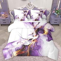 Homewish Geometric Stripes Twin Bedding Sets 7-Piece for Female Men Adults,Abstract Gradient Ombre Marble Bedding Comforter Set Microfiber,Vintage Aesthetic Breathable Sheet Sets