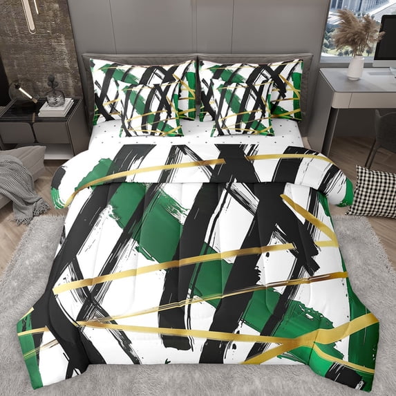 Homewish Geometric Stripes 7-Piece Reversible Twin Comforter Set for Teens, Vintage Design