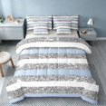 thumbnail image 1 of Homewish Geometric Stripes Twin Bedding for Girls, Blue Gray White Bedding Comforter Set, Gray Reversible, 7 Pieces, 1 of 6