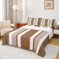 thumbnail image 1 of Homewish Geometric Stripes Twin Sheet Sets,Modern Abstract Geometric Twin Fitted Sheet,Beige Brown Flat Sheet For Men Women,Super Cozy Room Decor,3-Piece, 1 of 7