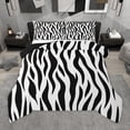 thumbnail image 1 of Homewish Geometric Waves Lines Queen Comforter Set,Zebra Pattern Stripes Bedding Sets,White Black Bedding Comforter Set For Boys Kids,Ultra Soft Home Decor Reversible,3-Piece, 1 of 8