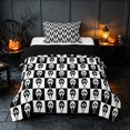 thumbnail image 1 of Homewish Ghost Face Checkered Twin Comforter Sets, Halloween Spooky Grid Bedding Set, Black White, Black Reversible, 2 Pieces 1 Comforter and 1 Pillowcase, 1 of 5