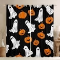 thumbnail image 1 of Homewish Ghost Pumpkin Blackout Curtains Set of 2 (52x84 Each), Halloween Curtain, Black Orange, 1 of 5