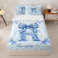 thumbnail image 1 of Homewish Girl Personalized Gifts Zipper Full Size Comforter Sets with Fitted Sheet and 2 Pillowcases,Rustic Bowtie Print Alphabet R Zipper Bedding Set For Kids,Reversible,4 Pieces, 1 of 7