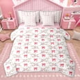 thumbnail image 1 of Homewish Girls Bow Knot 7pcs Bedding Comforter Set,Rustic Flower Floral Queen Bedding Sets,Red White Queen Sheet Sets For Kids,Luxury Bedroom Decor Reversible, 1 of 9