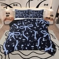thumbnail image 1 of Homewish Girls Bow Knot Bedding Comforter Set,Cartoon Rose Floral Twin Comforter Sets,Blue Black Bedding Set For Kids,Luxury Bedroom Decor Reversible,2-Piece, 1 of 9