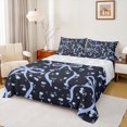 thumbnail image 1 of Homewish Girls Bow Knot Twin Sheet Sets,Cartoon Rose Floral Twin Fitted Sheet,Blue Black 03 For Kids,Luxury Bedroom Decor,3-Piece, 1 of 7