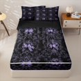 thumbnail image 1 of Homewish Girls Bowknot Floral Zipper Twin Comforter Sets with Fitted Sheet and 2 Pillowcases,Girly Black Purple Zipper Bedding Set,Black Reversible,4 Pieces, 1 of 7