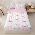 thumbnail image 1 of Homewish Girls Bowknot Zipper Twin Comforter Sets with Fitted Sheet and 2 Pillowcases,Pink Polka Dots Bow Zipper Bedding Set,Pink Reversible,4 Pieces, 1 of 7