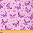 thumbnail image 1 of Homewish Girls Butterfly Animal Fabric by the Yard 2 Yards, Romantic Blossoms Floral Sewing Fabric, Kawaii Princess Style Fabric for Sewing, Microfiber Bedroom Decor, 1 of 6