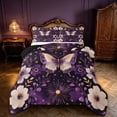 thumbnail image 1 of Homewish Girls Butterfly Queen Comforter Set, Chic Floral Leaf Comforter Sets Queen, Black Reversible 3 Piece, 1 Comforter and 2 Pillowcases, 1 of 6