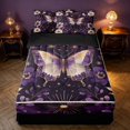thumbnail image 1 of Homewish Girls Butterfly Zipper Queen Comforter Set with Fitted Sheet and 2 Pillowcases, Chic Floral Leaf Zipper Bedding Set, Black Reversible, 1 of 7