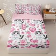 thumbnail image 1 of Homewish Girls Cat Kitten Zipper Twin Comforter Sets with Fitted Sheet and 2 Pillowcases, Valentines Day Rose Zipper Bedding Set, Pink Reversible, 4 Pieces, 1 of 6