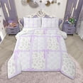 thumbnail image 1 of Homewish Girls Floral Flower Full Size Comforter Sets, Purple Checkered Bedding Comforter Set, Cute Bow Knot Bedding Sets, Microfiber Bedroom Decor, 1 of 8
