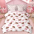 thumbnail image 1 of Homewish Girls Football Sport 7-Piece Twin Bedding Sets,Kawaii Bowtie Ribbon Bedding Comforter Set,Pink Brown White Sheet Sets For Girl Kids,Luxury Bedroom Decor Reversible, 1 of 8