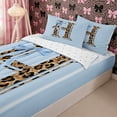thumbnail image 1 of Homewish Girls Initial H Leopard Print Zipper Full Size Comforter Sets with Fitted Sheet and 2 Pillowcases,Teens Kawaii Ribbon Bowknot Zipper Bedding Set,4pcs, 1 of 6