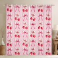 thumbnail image 1 of Homewish Girls Ribbon Bow Black Out Curtains,Cartoon Cherry Curtains Pack of 2 (42x63 Each),Pink Red Bedroom Curtains For Princess,Microfiber Bedroom Decor, 1 of 6