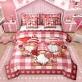 thumbnail image 1 of Homewish Girls Teens Kawaii Gnome 7-Piece Twin Bedding Sets,Geometric Plaid Grid Bedding Comforter Set,Romantic Valentine's Day Breathable Sheet Sets,Super Cozy Room Decor,Reversible, 1 of 8