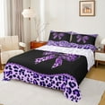 thumbnail image 1 of Homewish Girls Vintage Ribbon Twin Sheet Sets, Purple Leopard Print Bowknot Twin Fitted Sheet, Old Fashion Flat Sheet, Luxury Bedroom Decor, 3 Pieces, 1 of 7