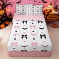 thumbnail image 1 of Homewish Girly Bow Bat Silhouette Zipper Full Size Comforter Sets with Fitted Sheet and 2 Pillowcases for Kids, Polka Dot Cute Halloween Zipper Bedding Set, Pink Reversible, 4-Piece, 1 of 6