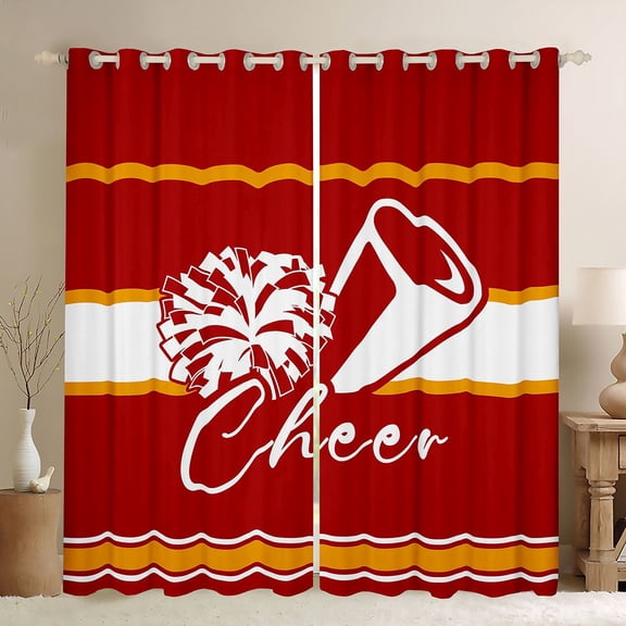Homewish Girly Dreamy Dance Black Out Curtains For Female Men Teens,Cheer Team Curtains Pack of 2 (42x63 Each),Sport Theme Bedroom Curtains,Breathable Home Decor