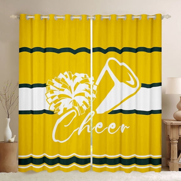 Homewish Girly Dreamy Dance Blackout Curtains Set of 2 (52x84 Each) For Female Men Teens,Cheer Team Window Curtains,Sport Theme Curtains and Drapes,Breathable Home Decor