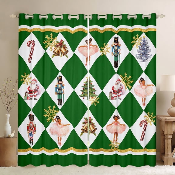 Homewish Girly Kawaii Princess Black Out Curtains for Kid, Dreamy Snowflake Xmas Tree Curtains Pack of 2 (42x63 Each), Cute Nutcracker Guard Bedroom Curtains, Window Curtains Bedroom Decor