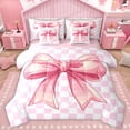 thumbnail image 1 of Homewish Girly Pink Bow-tie Bedding Comforter Set 7pcs for Teens, Dreamy Fairy Tale King Bedding Sets, Princess Ribbon Style Reversible Bed Sheets, Lightweight Room Decor, 1 of 7