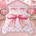 thumbnail image 1 of Homewish Girly Pink Bow-tie Full Size Comforter Sets for Teens, Dreamy Fairy Tale Bedding Comforter Set, Princess Ribbon Style Reversible Bedding Sets, Lightweight Room Decor, 3pcs, 1 of 8