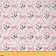 thumbnail image 1 of Homewish Girly Pink Bowknot Fabric by the Yard 1 Yard for Female, Romantic Rose Floral Room Decor Fabric by the Yard, Kawaii Princess Style Sewing Fabric, Microfiber Bedroom Decor, 1 of 6