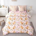 thumbnail image 1 of Homewish Girly Pink Cartoon Bedding Comforter Set 7pcs for Kid, Kawaii Cute Capibara Queen Bedding Sets, Love Heart Rainbow Reversible Queen Sheet Sets, Super Cozy Room Decor, 1 of 7