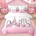 thumbnail image 1 of Homewish Girly Pink Eiffel Tower Twin Bedding Sets 7-Piece, Glitter Diamond Bedding Comforter Set, Couple Anniversary Theme Reversible Sheet Sets, Ultra Soft Bedroom Decor, 1 of 8