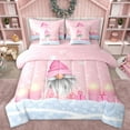 thumbnail image 1 of Homewish Girly Pink Gnome Twin Bedding Sets 7-Piece for Teens, Winter Xmas Snowflake Bedding Comforter Set, Dreamy Christmas Theme Reversible Sheet Sets, Breathable Home Decor, 1 of 8