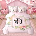 thumbnail image 1 of Homewish Girly Pink Letter D Twin Bedding Sets 7-Piece, Romantic Rose Flower Bedding Comforter Set, Magical Butterfly Animal Reversible Sheet Sets, Microfiber Bedroom Decor, 1 of 7