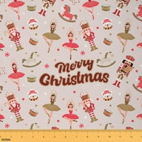 Homewish Girly Pink Nutcracker Fabric by the Yard 1 Yard for Kids, Princess Cute Bowknot Room Decor Fabric by the Yard, Christmas Theme Sewing Fabric, Breathable Home Decor