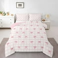 thumbnail image 1 of Homewish Girly Pink Plaid Bedding Comforter Set for Teens, Princess Cute Ribbon Twin Comforter Sets, Cartoon Bow Style Reversible Bedding Set, Microfiber Bedroom Decor, 2-Piece, 1 of 8