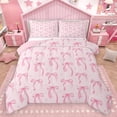 thumbnail image 1 of Homewish Girly Pink Ribbon Bedding Comforter Set for Kids, Chic Polkadot Twin Comforter Sets, Princess Cartoon Theme Reversible Bedding Set, Breathable Home Decor, 2 Pieces, 1 of 8