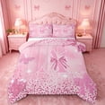 thumbnail image 1 of Homewish Glitter Bowknot Print Monogram A Full Size Comforter Sets,Pink Cute Initial Bedding Comforter Set For Girl,Pink Reversible,3pcs,1 Comforter and 2 Pillowcases, 1 of 7