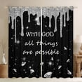 thumbnail image 1 of Homewish Glitter Ice Cream Drip Kitchen Curtains for Girls, With God All Things Are Possible Print Black Out Curtains Pack of 2 (42x63 Each), Gray Black, 1 of 5