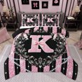 thumbnail image 1 of Homewish Glitter Monogrammed K Bedding Comforter Set, Bling Stripes Lines Twin Comforter Sets, Modern Fashion Diamond Reversible Bedding Set, Luxury Bedroom Decor, 2-Piece, 1 of 8
