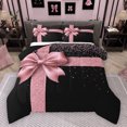 thumbnail image 1 of Homewish Glitter Romantic Bowknot Bedding Comforter Set, Black Pink Fashion Twin Comforter Sets, Couple Valentine's Day Reversible Bedding Set, Luxury Bedroom Decor, 2 Pieces, 1 of 8