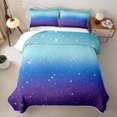 thumbnail image 1 of Homewish Glitter Stars Bed Spread Queen for Girls, Rainbow Galaxy Queen Coverlet Set, Blue Purple, 3-Piece 1 Quilt and 2 Pillowcases, 1 of 7