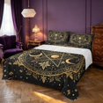 thumbnail image 1 of Homewish Glitter Stars Moon Queen Sheets, Flower Print Queen Sheet Sets, Gold Black, 4 Pieces, 1 Flat Sheet, 1 Fitted Sheet and 2 Pillowcases, 1 of 6