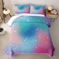 thumbnail image 1 of Homewish Glitter Stars Quilt Full for Girls, Rainbow Galaxy Full Bedspread Sets, Blue Pink, 3 Pieces 1 Coverlet and 2 Pillowcases, 1 of 7