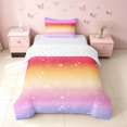 thumbnail image 1 of Homewish Glitter Stars Twin Duvet Cover for Girls, Rainbow Galaxy Twin Bedding, Purple Red Gold, Reversible, 2pcs 1 Duvet Cover and 1 Pillowcase, 1 of 5
