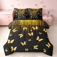 thumbnail image 1 of Homewish Glowing Butterfly Full Size Bedding Sets for Girls, Black Gold Full Size Bed in a Bag, Black Reversible, 7 Pieces, 1 of 7