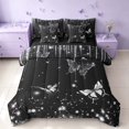 thumbnail image 1 of Homewish Glowing Butterfly Full Size Bedding Sets for Girls, Black White Full Size Bed in a Bag, Black Reversible, 7 Pieces, 1 of 7