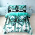 thumbnail image 1 of Homewish Glowing Butterfly Queen Bedding for Girls, Bling Stars Diamonds Bedding Comforter Set Queen, Cyan White, Black Reversible, 7-Piece, 1 of 7